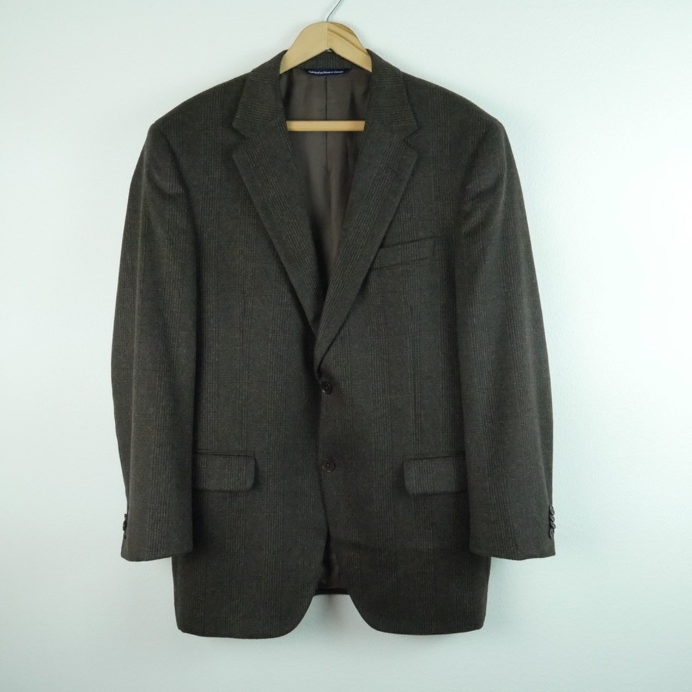Coppley Mens 42R Brown Plaid 100% Pure Cashmere Blazer Sport Coat Canada Luxury
